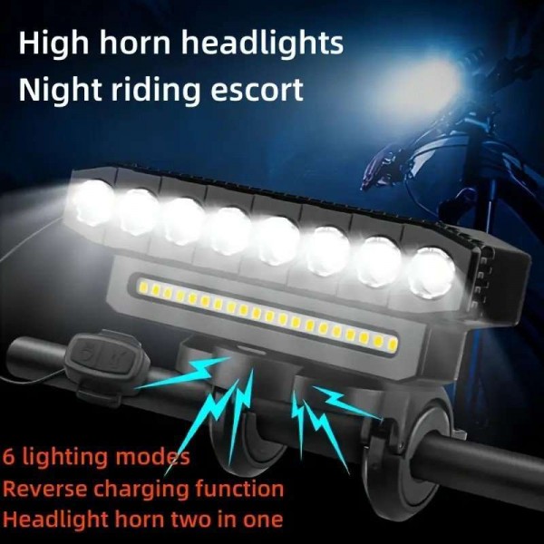Супер мощен LED фар за велосипед с клаксон 