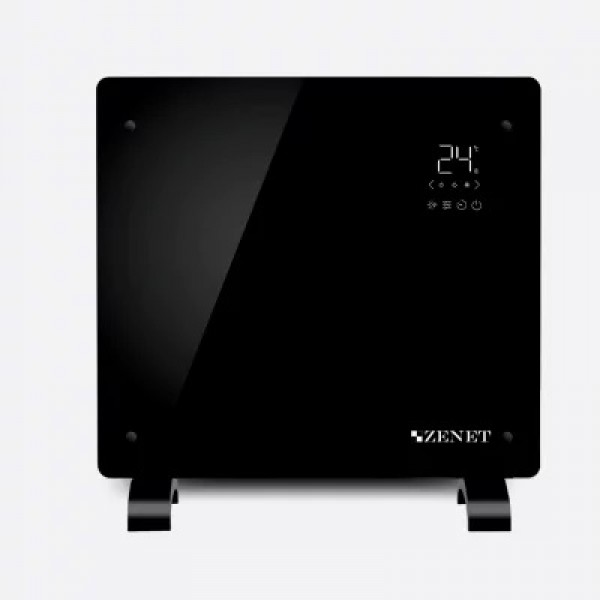 Черен стъклен конвектор Zenet 523, подов и стенен конвектор 1000W